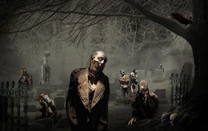 Halloween Zombie Cemetery Garage Screen 